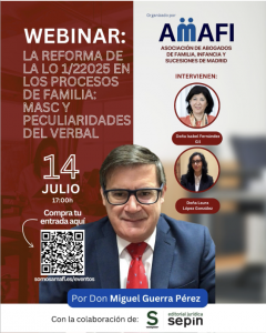 Conferencia: LA REFORMA DE LA LO 1/22025 EN LOS PROCESOS DE FAMILIA: MASC Y PECULIARIDADES DEL VERBAL de la mano de Miguel Guerra Pérez